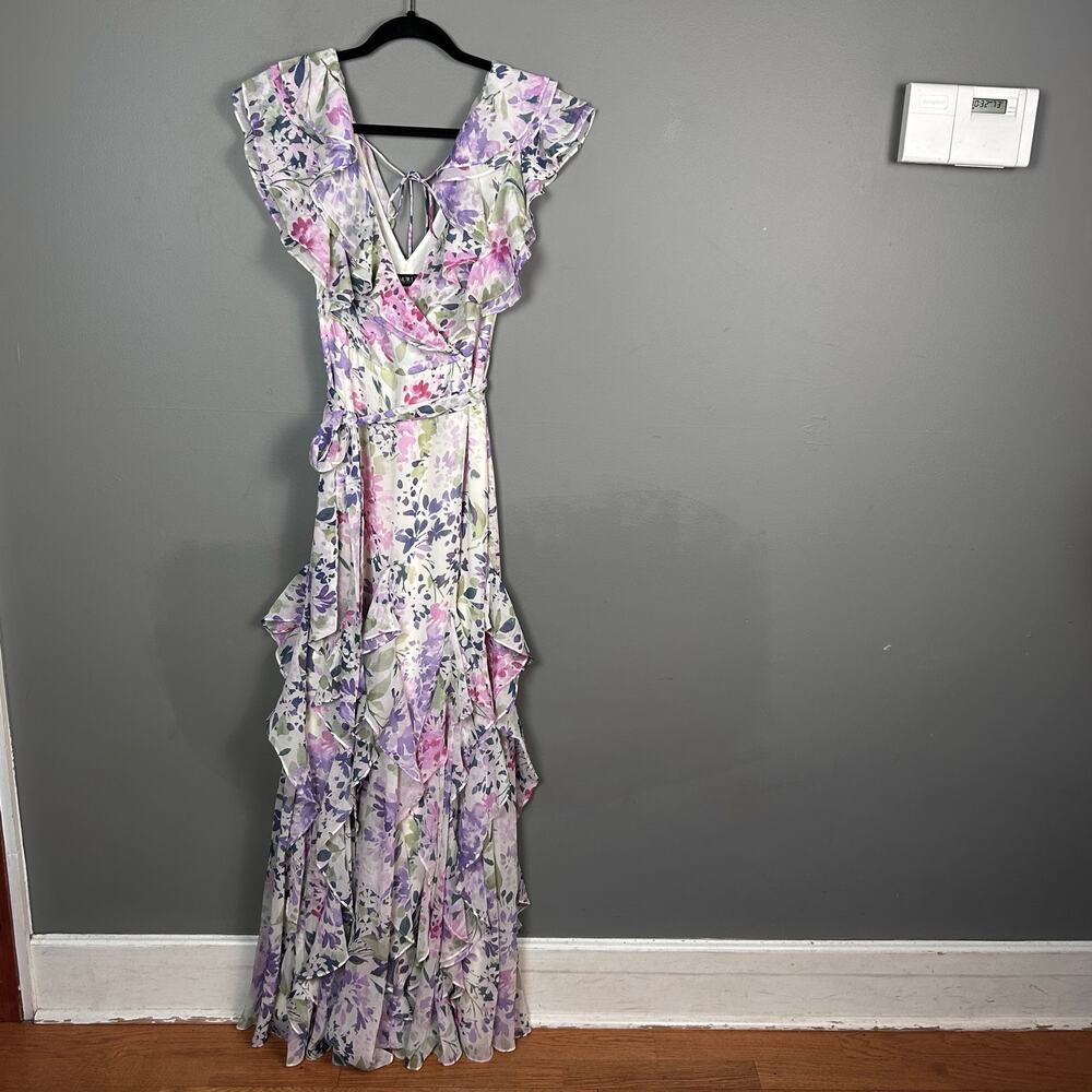 Lauren Ralph Lauren Maxi Dress Size 0 Ruffle Floral Cottagecore Feminine NWT - Picture 7 of 16